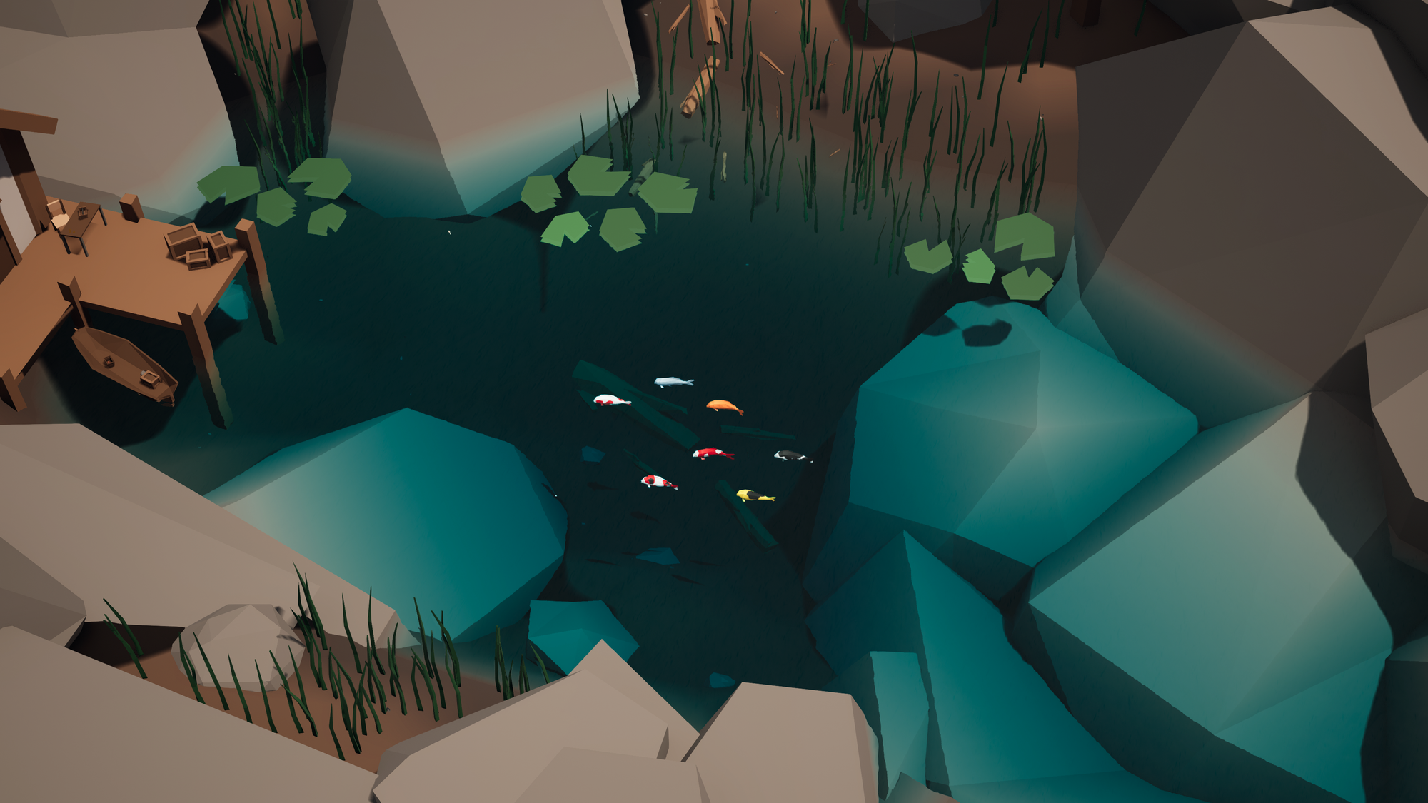 The koi pond.
